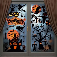 Halloween Deko Fensterbilder Fledermaus Geist KüRbis Gruselige Aufkleber 8 BöGen