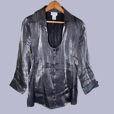Vintage 90s 1830 Funky Metallic Disco Blouse
