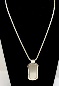 ENGRAVABLE BRUSHED STAINLESS STEEL SILVER TONE DOG TAG NECKLACE-24" SNAKE CHAIN