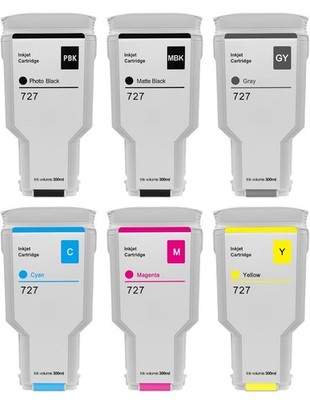 727XL Ink Cartridges for HP C1Q12A F9J79A F9J76A F9J77A F9J78A F9J80A DesignJet
