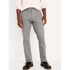Mens Gray Chino Pants Slim Fit Flat Front Casual Dress Pants