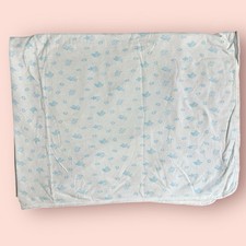 VTG Carters White Blue Pastel Cat Bear Baby Receiving Blanket Lovey Cotton FLAWS