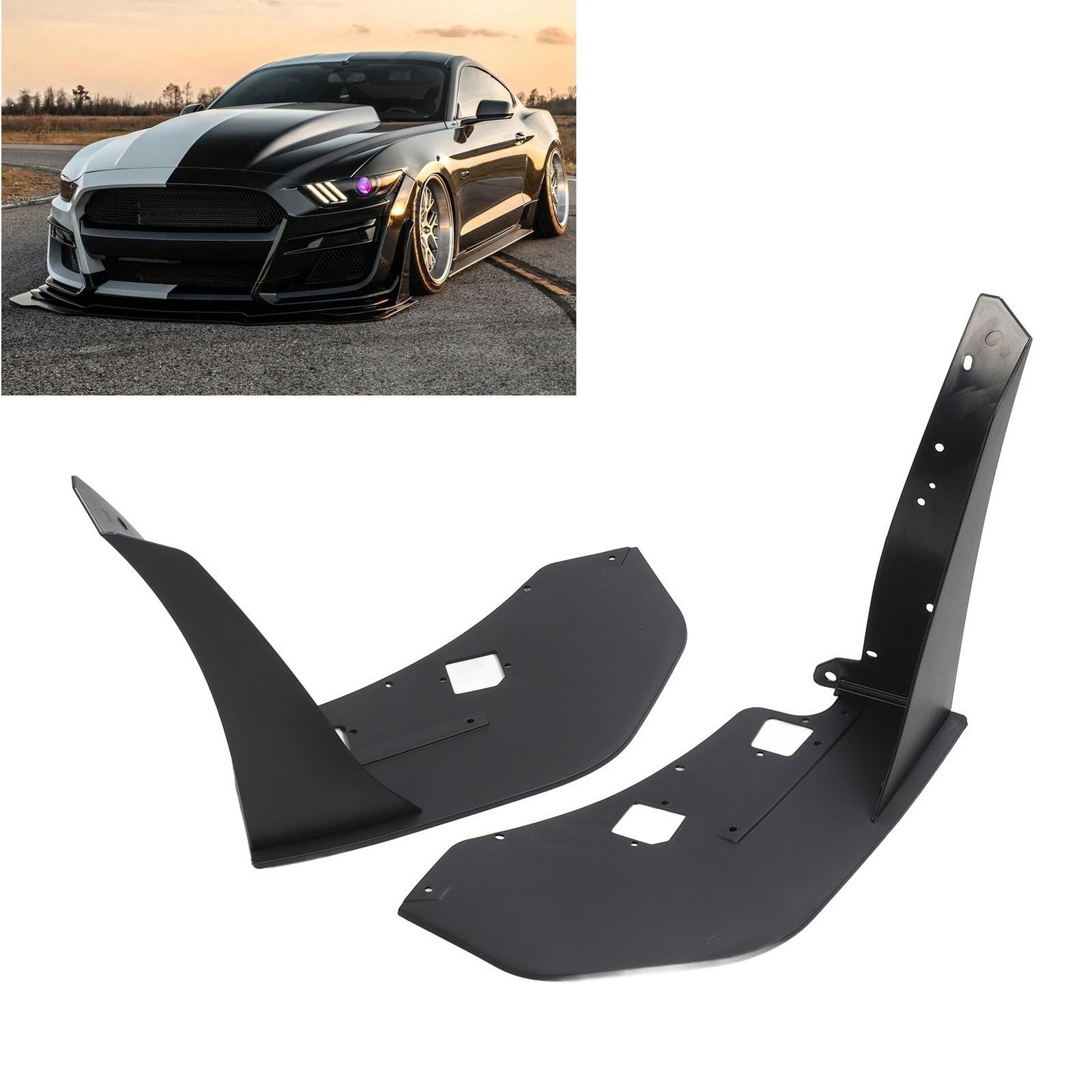 › Pair Of Front Bumper Corner Spoiler Black Prevent Collision Front Side Corner