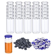 100 Pcs 10ml Glass Vials Mini Clear Glass Vials with Caps Seal Rubber Stopper