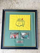 TIGER WOODS 2019 Masters Signed Flag  /1000 Framed Stitched