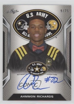 2016 Leaf US Army All-American Bowl Tour Silver 9/25 Ahmmon Richards Auto 1m1a