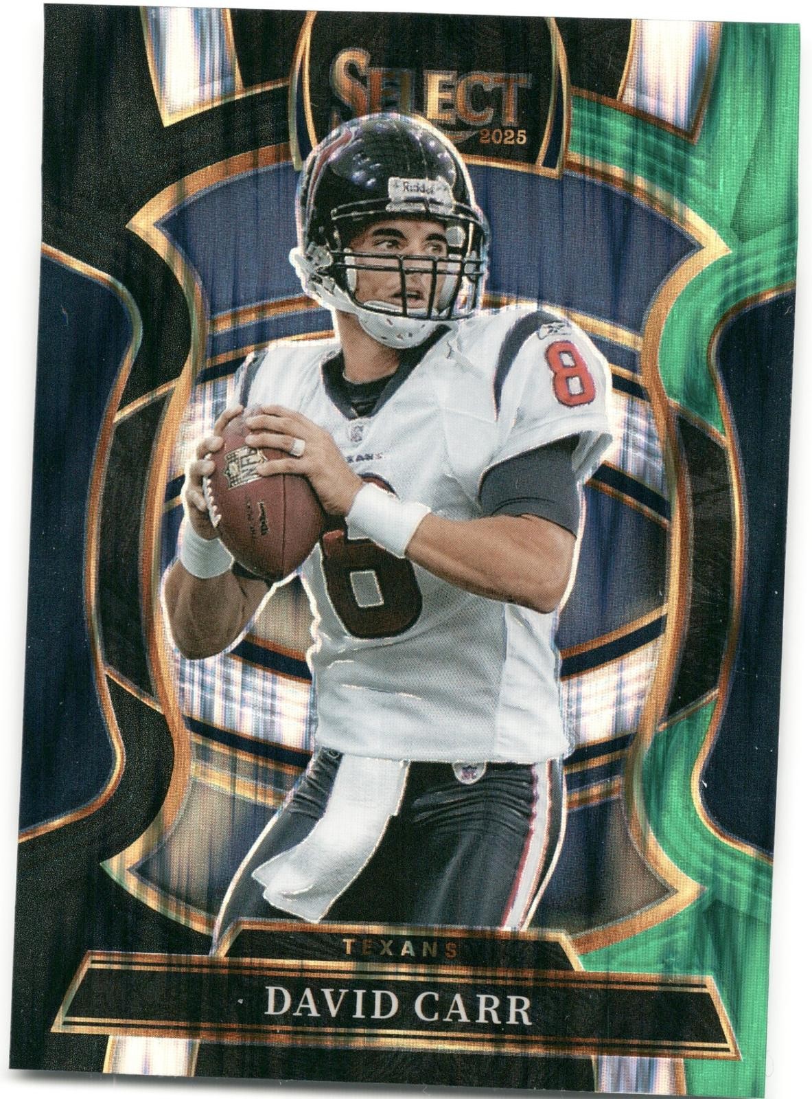 2025 Panini Select #50 David Carr Green and Yellow Prizm Shock