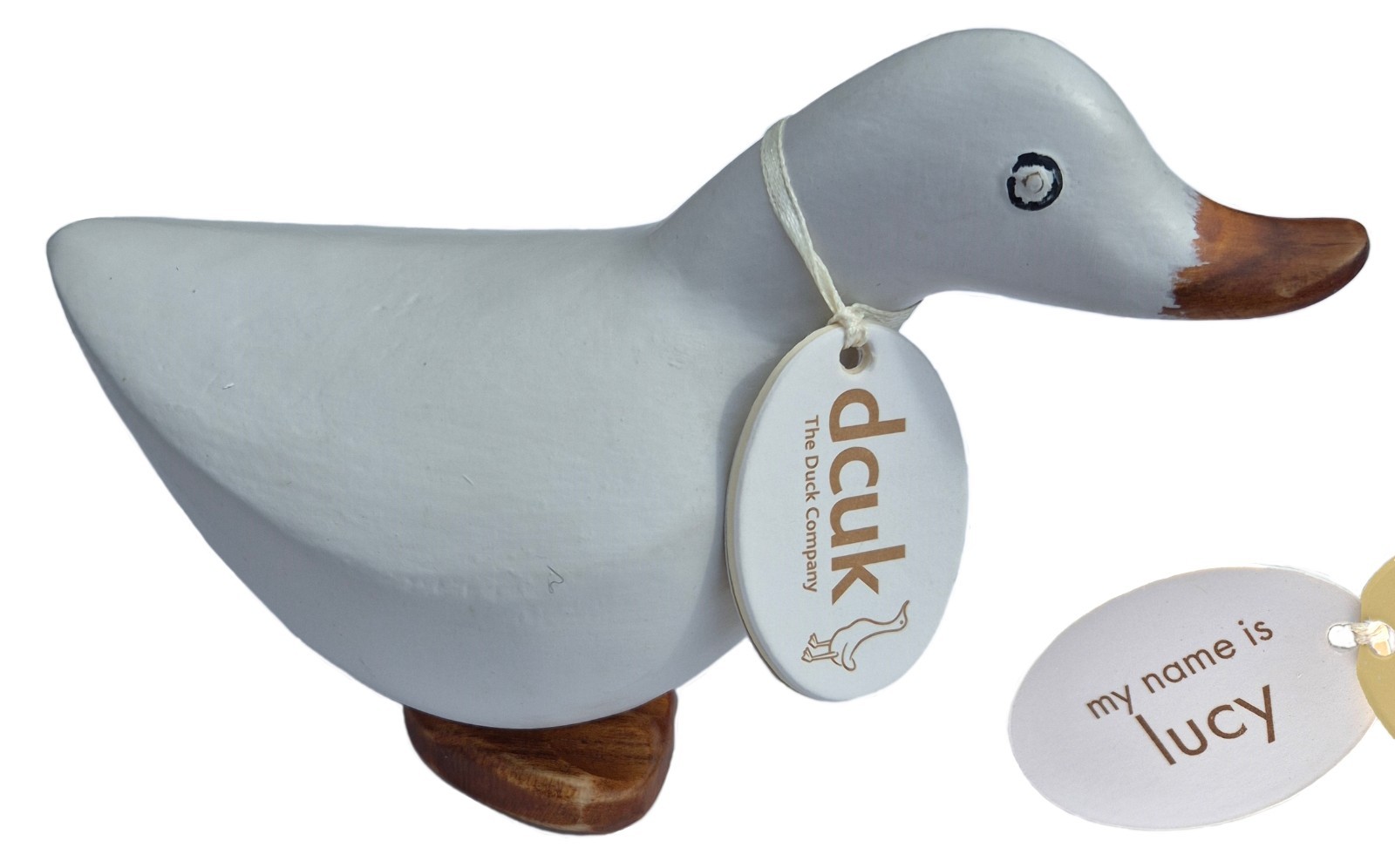 11cm DCUK Hand Carved BAMBOO Root DUCK Pastel GREY Wood DUCKY Ornament | LUCY