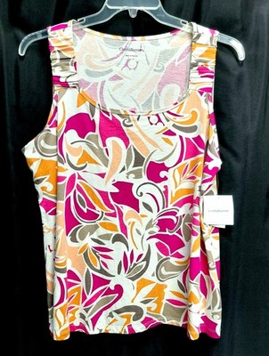3X  CROFT & BARROW COTTON BLEND RUCHED STRAPS  STRETCH KNIT SLEEVELESS TANK TOP