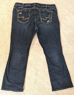 Silver Jeans Co. Elyse Slim Bootcut Jeans Dark Wash Distressed Sz 18/29 w/Lycra 