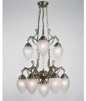 Premium Kronleuchter Messing Glas Weiß Matt E27 L:66 Cm Pendelleuchte KüChe