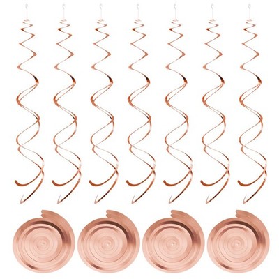 30 Pcs Rose Gold Hanging Swirls, 27.6 Double Strip Foil Ceiling Streamers