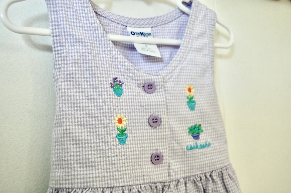 Vintage Oshkosh B’Gosh Girls Light Purple And White Gingham Dress - Image 3 of 4