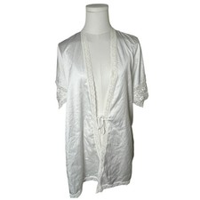 Vintage Bridal Lace Peignoir Robe White Nylon Carol Hochman Chervette Petite