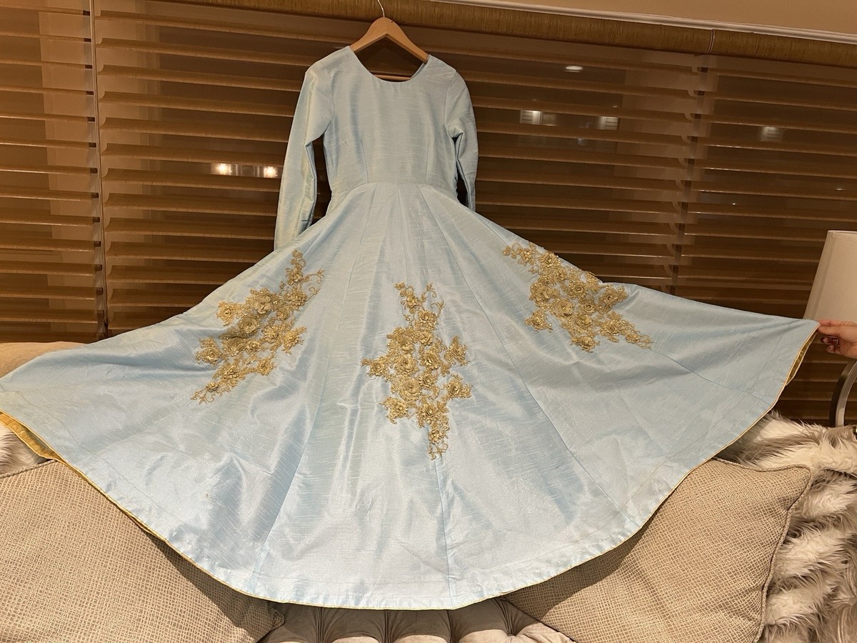 princess polly baby blue dress Buy Printed Pure Cotton Anarkali Suit in Light Teal Blue Online : KJL1606 main image 0