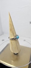 Sterling Silver 925 Turquoise Ring Adjustable / Resizable Blue Stone Ring 2.2g
