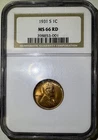 1931-S 1c Lincoln Penny Wheat Cent NGC MS66RD (001)