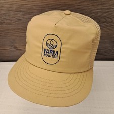Vtg 80s Swingster Farm Master Mesh Trucker Hat Snapback Cap Farm USA Made beige
