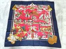 HERMES Carre 90 Silk Scarf Au FIL de la SOIE Women Auth
