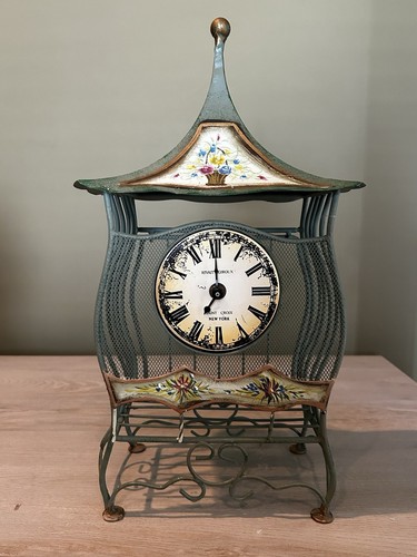 Vintage Rivait & Giroux Saint Croix New York Floral Cage Clock-Rare & Beautiful!