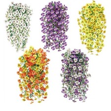 4 PIEZAS Enredaderas de orquídeas artificiales resistentes a los rayos UV flores colgantes decoración de plantas de exterior