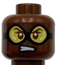 Lego New Reddish Brown Minifigure Head Dual Sided Female Black Goggles Part