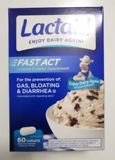 Lactaid Fast Act Lactase Enzyme Supplement 60 Caplets 04/2026 sealed