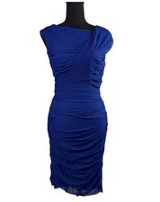 Tadashi Shoji Fern Dress S Blue Ruched Cocktail Mother of Bride /Groom Formal