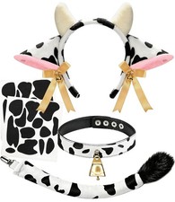 U-Zomir Cow Costume Set, Cow Ears Headband Cowbell Collar Choker Tail and 34pcs
