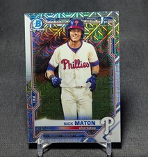 Nick Maton 1st Chrome Mojo Refractor Rookie 2021 Bowman Card #BCP-5 Phillies