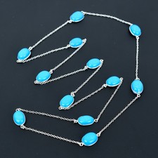 Sleeping Beauty Turquoise 925 Sterling Silver Gemstone Jewelry Necklace 36" PG 2