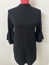 ANTHROPOLOGIE KNIT MINI DRESS FLARED SLEEVES SIZE XS NEW W/O TAGS BLACK