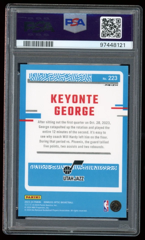Donruss Optic #223 Keyonte George 2023 clasificación Rookie Holo PSA 10 RC Utah Jazz Foto 2 de 2