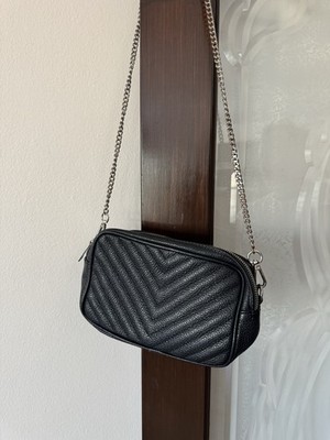 Vtg Isabella Rhea Black Leather Crossbody Purse Made In Italy Bag Quilted V Soft