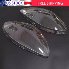Fit Porsche Panamera 2017-2020 1Pair New Front Headlight Lens Clear Cover + Glue