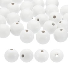 25mm Natural Wood Beads, 50 Pack Wooden Beads Round Loose Beads, White