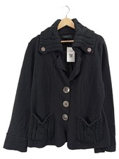 Apanage Damen Strickjacke Gr. 44 XXL Schwarz Wolle Knopfleiste