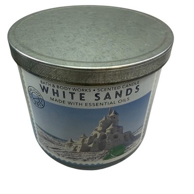 Bath & Body Works White Sands 3-Wick Candle Essential Oils Blue Wax