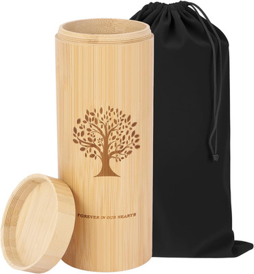 Medium Urn for Human Ashes Keepsake with Screw on Lid,Bamboo Cremation Urn for A