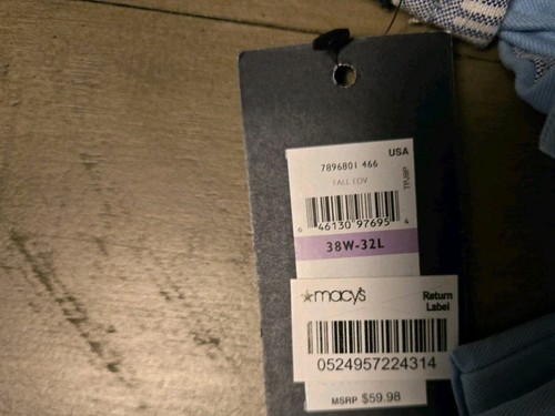 Blue Chino Pants From Macys See Tag 38x30 Baby blue New Khaki - Picture 3 of 3