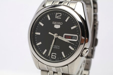 Near MINT Vintage SEIKO 5 7S26-01V0 Black Dial Automatic Men's Watch From JAPAN