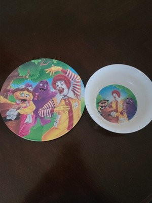 Vintage McDonalds Ronald McDonald Melamine Plastic Collectable Plate & Bowl 1991