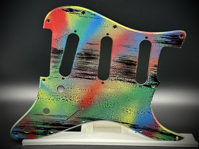 Stratocaster Pickguard Hand Painted SSS Black Blue Red Yellow Green Texture