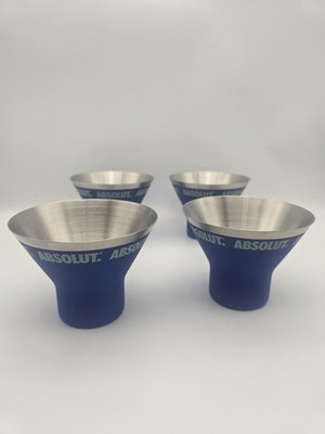 Absolut Vodka Martini Glasses   Set of 4, Stainless Steel, Blue