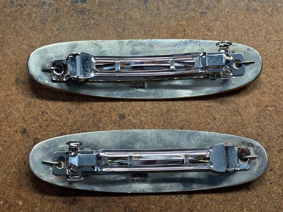 Lote DOS Alpaca México Plata ABALÓN Madre Perla Ovalada 4" CLIP DE PELO PASADOR Foto 2 de 4