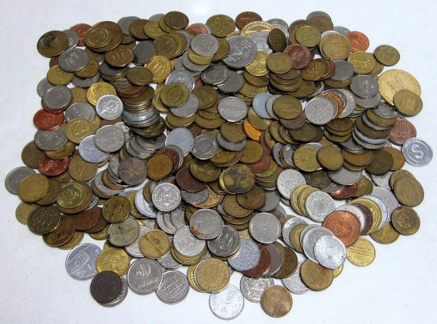 5lb. Lot Of Assorted Tokens From Anywhere For Anything Random Circulated Mix