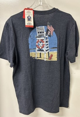 IZOD size MEDIUM Pullover Short-Sleeve Navy Blue Beach Lifeguard Surf T-Shirt