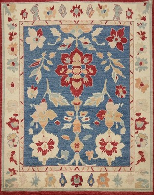 Ziegler Blue Square Area Rug 8x8 Vegetable Dye Hand-knotted Wool Oriental Carpet