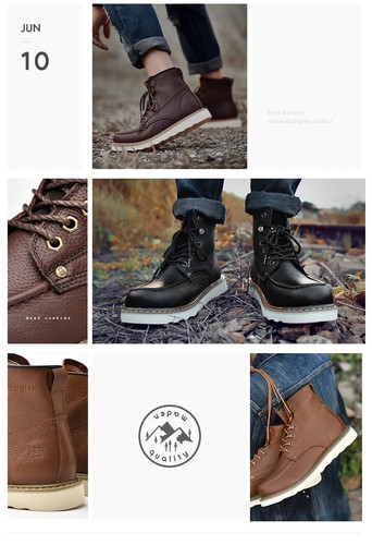 Men Cowhide High Top Workwear Boots Thick Soled Lace Up Anti Slip Chunky Shoes - 第 20/23 張圖片
