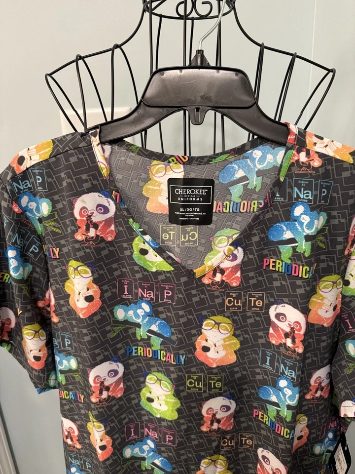New Cherokee Modern Classic Grey Science Animals Extra Large XL women scrub Vet - Image 2 of 4